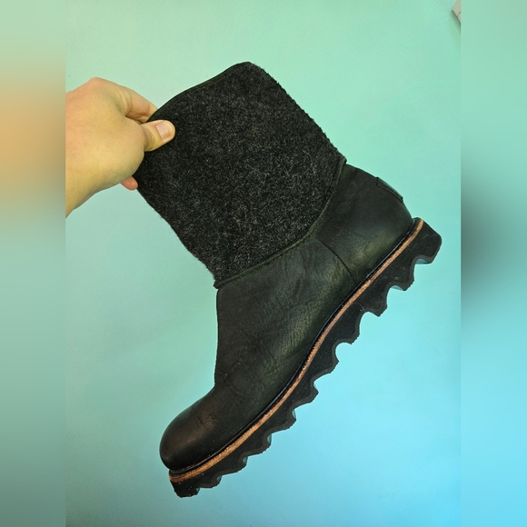 Sorel Winter Boots Mens Mad Slip sz 12 waterproof leather & felt wool Black - Picture 7 of 9